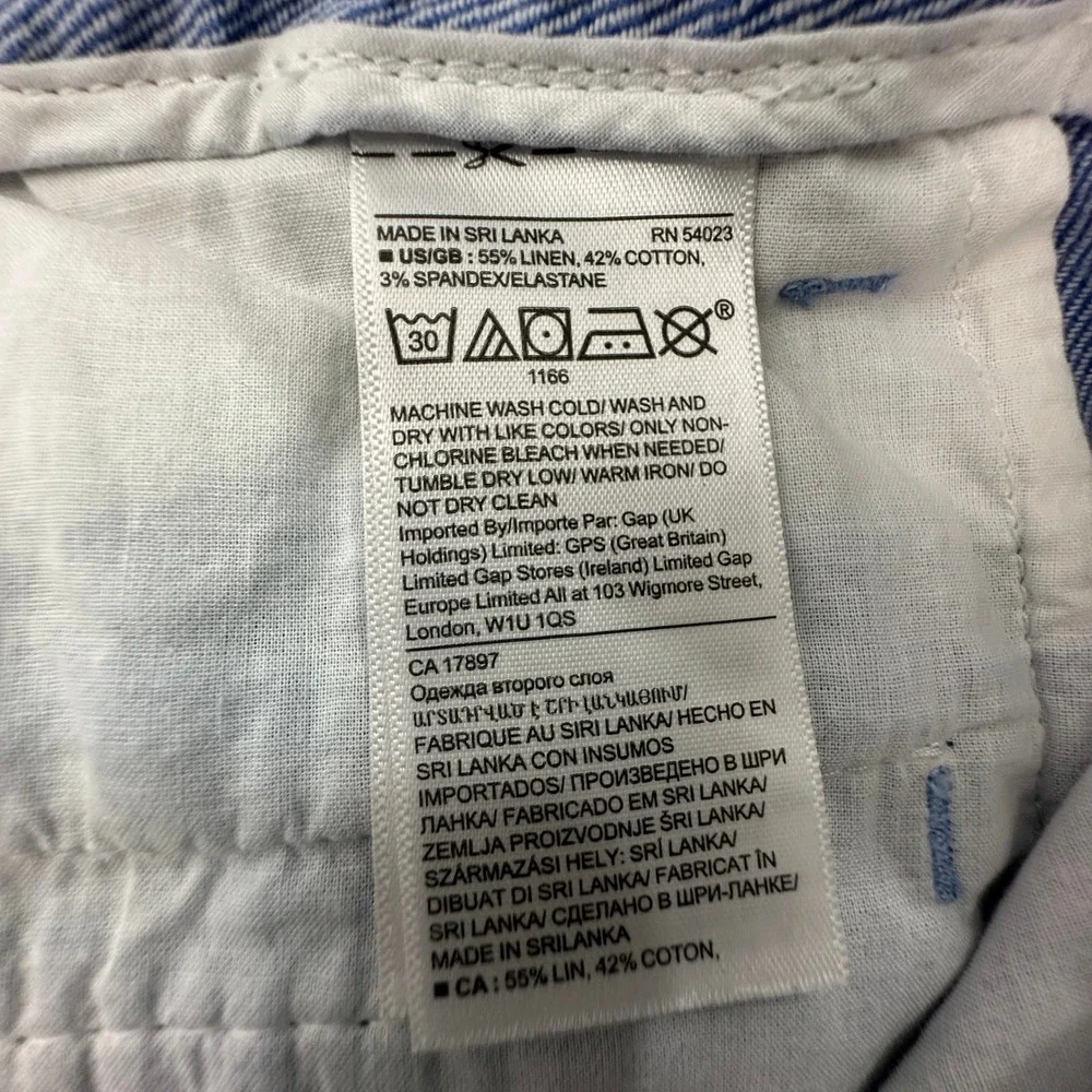 Banana Republic Womens 6S Blue Linen Cotton Blend Wide Leg Cropped Trousers